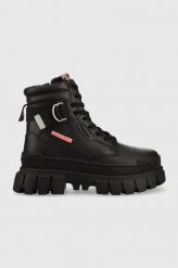 Palladium workery skórzane Revolt Sport Ranger damskie kolor czarny na platformie. Czarne botki Palladium, bez wzorów, z gumy, sportowe, z okrągłym noskiem, bez obcasa, na platformie, bez zapięcia. W wyprzedaży za 669.99 zł.