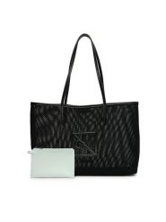 Calvin Klein Torebka Emblem Mesh Tote LV04F3380G Czarny. Czarne torebki klasyczne Calvin Klein, bez wzorów, z materiału, bez dodatków. Za 529.99 zł.