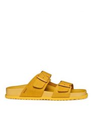 Geox Klapki D Sandybett D558RA 00022 C2006 Żółty. Żółte klapki Geox, bez wzorów, ze skóry, bez obcasa, bez zapięcia. Za 359.99 zł.