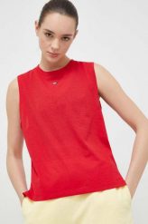Tommy Hilfiger top damski kolor czerwony. Czerwone topy Tommy Hilfiger, l, bez wzorów, z dzianiny, bez kołnierzyka, bez ramiączek. Za 199.99 zł.