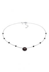 Elli PREMIUM Damski choker z owalnych koralików z onyksem ze srebra próby 925 Sterling Silver Naszyjniki 1 ct. Szare naszyjniki Elli PREMIUM, z materiału, z onyksem, srebrne. Za 333.99 zł.
