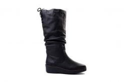 RIEKER TEX Y4693-00 black, kozaki damskie. Czarne kozaki Rieker, na zimę, bez wzorów, z wełny, bez obcasa, na koturnie, bez zapięcia. Za 499.90 zł.