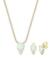 Elli Damski Glamorous zestaw kolczyki sztyfty z cyrkoniami i opalem z pozłacanego srebra próby 925 Sterling Silver Zestawy 1 ct. Szare kolczyki Elli, z cyrkonią, pozłacane. Za 378.99 zł.