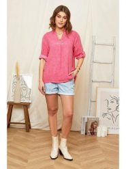 Rodier Lin Lniana bluzka w kolorze różowym rozmiar: S/M. Różowe bluzki Rodier Lin, m, bez wzorów, ze lnu, bez kołnierzyka, bez ramiączek. Za 149.31 zł.