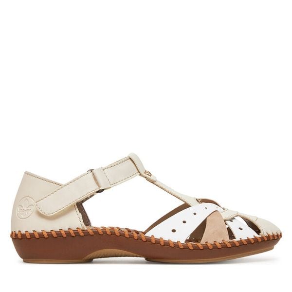 Sandały Rieker. Brązowe sandały Rieker, bez wzorów, bez obcasa, na płaskiej podeszwie, bez zapięcia. Za 339.99 zł.