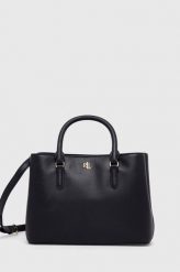 Lauren Ralph Lauren torebka skórzana kolor granatowy. Niebieskie shopper bag Lauren Ralph Lauren, bez wzorów, na ramię, bez dodatków. Za 1,879.90 zł.