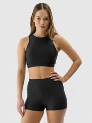 4F Góra od bikini damska - czarna S. Czarne bikini 4f, bez wzorów, z elastanu, wakacyjne. W wyprzedaży za 79.99 zł.