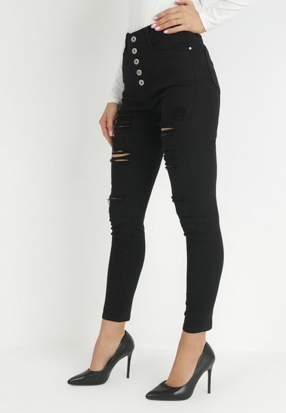 Czarne Jeansy Skinny na Guziki Arru. Czarne jeansy Born2be, xs, bez wzorów, z jeansu, z podwyższonym stanem. Za 39.99 zł.