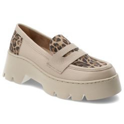 Beżowe Półbuty Armodo Stylowe Obuwie Damskie Ze Skóry Naturalnej. Brązowe półbuty wsuwane Armodo, bez wzorów, z jeansu, eleganckie, bez obcasa, na platformie. Za 359.99 zł.