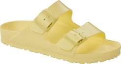 Klapki damskie BIRKENSTOCK ARIZONA EVA. Zielone klapki Birkenstock, bez wzorów, biznesowe, bez obcasa, bez zapięcia. Za 229.99 zł.