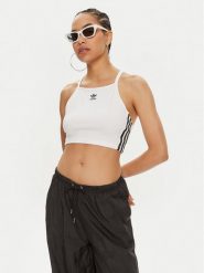 Adidas Top adicolor 3-Stripes IN8377 Biały Slim Fit. Białe topy adidas, xl, bez wzorów, z bawełny, bez kołnierzyka, bez ramiączek. Za 129.99 zł.
