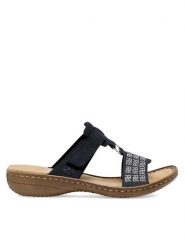 Rieker Klapki 60863-14 Granatowy. Niebieskie klapki Rieker, bez wzorów, z syntetyku, bez obcasa, bez zapięcia. Za 289.99 zł.