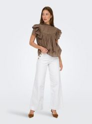 ONLY Dżinsy - Wide leg - w kolorze białym rozmiar: W27/L30. Białe jeansy ONLY, l, bez wzorów, z podwyższonym stanem. Za 149.95 zł.