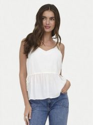 ONLY Top Nele 15370325 Biały Regular Fit. Białe topy ONLY, l, bez wzorów, z wiskozy, bez kołnierzyka, bez ramiączek. Za 149.99 zł.