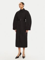 JACQUEMUS Trencz 24E241CO051 Czarny Regular Fit. Czarne płaszcze JACQUEMUS, bez wzorów, z bawełny, bez kaptura. Za 3,729.00 zł.