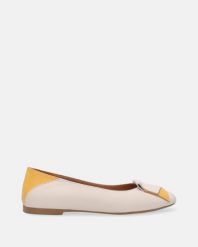BEŻOWE BALERINY 28656 CREAM-WALN. Brązowe baleriny Venezia, bez wzorów, ze skóry, bez obcasa, bez zapięcia. Za 359.00 zł.
