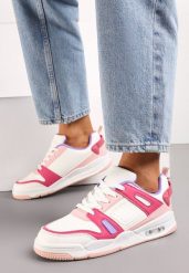 Biało-Różowe Sneakersy Sportowe ze Wstawkami z Ekoskóry Isadona. Białe buty sportowe lifestyle Born2be, bez wzorów, eleganckie, bez zapięcia. W wyprzedaży za 76.49 zł.