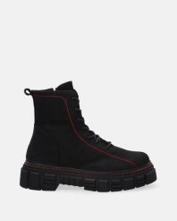 CZARNE BOTKI Z NUBUKU 863219600 BLACK. Czarne botki Venezia, bez wzorów, z nubiku, bez obcasa, bez zapięcia. Za 279.00 zł.