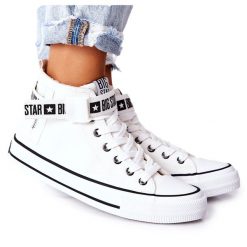 Wysokie Ocieplane Trampki Big Star GG274027 Białe. Białe trampki bez wzorów, ze skóry, retro, bez zapięcia. Za 205.59 zł.