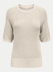 ONLY Sweter Lecia 15339541 Beżowy Regular Fit. Brązowe swetry ONLY, s, bez wzorów, z wiskozy, bez ramiączek. Za 89.99 zł.