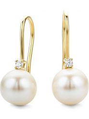 Revoni Złote kolczyki z diamentami i perłami rozmiar: onesize. Białe kolczyki Revoni, z diamentem, złote. Za 1,609.99 zł.