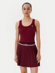 Guess Top V4YP06 K8RT2 Bordowy Regular Fit. Czerwone topy Guess, xxs, z aplikacjami, z wiskozy, bez kołnierzyka, bez ramiączek. Za 109.99 zł.