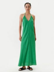 United Colors Of Benetton Sukienka letnia 4AGHDV0BF Zielony Regular Fit. Zielone sukienki United Colors Of Benetton, m, bez wzorów, ze lnu, bez kołnierzyka, bez ramiączek. Za 309.99 zł.