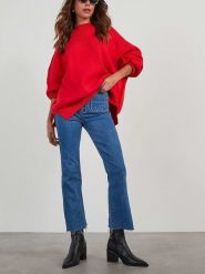 Milan Kiss Sweter w kolorze czerwonym rozmiar: S. Czerwone swetry Milan Kiss, s, bez wzorów, prążkowane, bez ramiączek. Za 152.99 zł.