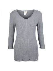 Toy-G Sweter "V-neck" | TS10212 | Kobieta | Szary. Szare swetry Toy G, m, bez wzorów, z bawełny, bez ramiączek. W wyprzedaży za 189.00 zł.