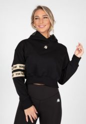 Tracey Cropped Bluza z kapturem - Czarny. Czarne bluzy GORILLA WEAR, xl, bez wzorów, z bawełny, z kapturem, na fitness i siłownię. Za 356.00 zł.