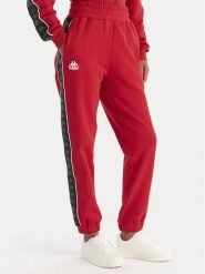 Kappa Spodnie dresowe Banda Adina 311M8HW Czerwony Regular Fit. Czerwone spodnie dresowe Kappa, bez wzorów, z bawełny. Za 199.99 zł.