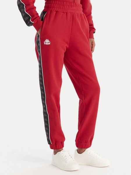 Kappa Spodnie dresowe Banda Adina 311M8HW Czerwony Regular Fit. Czerwone spodnie dresowe Kappa, bez wzorów, z bawełny. Za 199.99 zł.