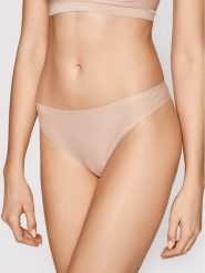Chantelle Stringi Soft Stretch C26490 Beżowy. Brązowe stringi Chantelle, bez wzorów, z bawełny. Za 69.99 zł.