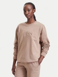 Guess Bluza O5RQ03 KCO31 Brązowy Regular Fit. Brązowe bluzy bez kaptura Guess, xs, z aplikacjami, z bawełny, bez kaptura. Za 264.99 zł.