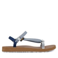 Sandały Teva. Niebieskie sandały Teva, bez wzorów, bez obcasa, na płaskiej podeszwie, bez zapięcia. Za 299.99 zł.