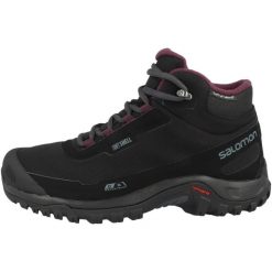 Buty trekkingowe damskie Salomon Shelter CS WP. Czarne buty trekkingowe Salomon, bez wzorów, z gumy, bez zapięcia, trekkingowe. Za 622.00 zł.