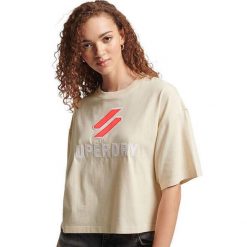 Koszulka turystyczna damska Superdry Code Sl Stacked Apq Boxy. Brązowe t-shirty sportowe Superdry, s, bez wzorów, z bawełny, bez ramiączek. Za 91.00 zł.