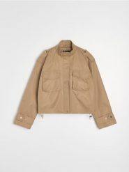 Kurtka bomber ze stójką - beżowy. Brązowe kurtki Sinsay, l, bez wzorów, bez kaptura. Za 79.99 zł.