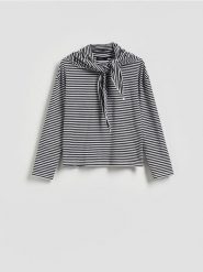 Bluzka z chustką - wielobarwny. Bluzki Reserved, l, bez wzorów, z bawełny, bez kołnierzyka, bez ramiączek. Za 99.99 zł.