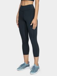 4F Legginsy treningowe 7/8 szybkoschnące damskie XXS. Czarne legginsy 4f, bez wzorów, z dzianiny. W wyprzedaży za 69.99 zł.