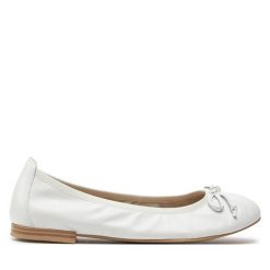 Baleriny Caprice. Białe baleriny Caprice, bez wzorów, bez obcasa, bez zapięcia. Za 159.99 zł.