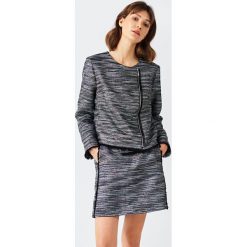 Simple - Żakiet. Szare marynarki i żakiety marki Simple, z materiału, eleganckie, asymetryczne. W wyprzedaży za 259.90 zł.