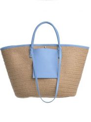 BLE Shopper bag w kolorze niebiesko-jasnobrązowym - 53 x 30 cm rozmiar: onesize. Brązowe shopper bag BLE, bez wzorów, z materiału, na ramię, bez dodatków. Za 61.46 zł.