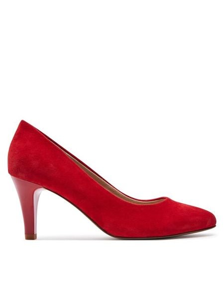 Caprice Szpilki 9-22405-42 Czerwony. Czerwone szpilki Caprice, bez wzorów, ze skóry, bez obcasa, na szpilce, bez zapięcia. Za 173.99 zł.
