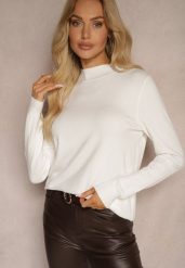 Biały Sweter Klasyczny z Dodatkiem Wiskozy Nerisoa. Białe swetry Renee, m, bez wzorów, z wiskozy, casualowe, bez ramiączek. W wyprzedaży za 47.99 zł.