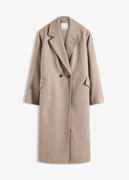 Płaszcz z materiału o wyglądzie wełny. Czarne płaszcze bonprix, bez wzorów, z wełny, bez kaptura. Za 279.99 zł.