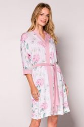 Babella Szlafrok Damski Model Montreal White/Pink. Białe szlafroki damskie Babella, bez wzorów, bez ramiączek. Za 215.59 zł.
