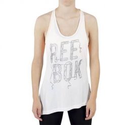 Koszulka treningowa damska Reebok BQ5822. Białe t-shirty sportowe Reebok, l, bez wzorów, z materiału, bez ramiączek, na fitness i siłownię. Za 156.00 zł.