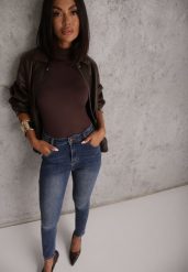 Niebieskie Jeansy Bawełniane Skinny Fit High Waist Hipho. Niebieskie jeansy Renee, l, bez wzorów, z bawełny, casualowe, z podwyższonym stanem, krótkie. Za 129.99 zł.