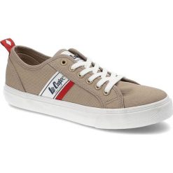 Beżowe Trampki Lee Cooper Modne Buty Damskie. Brązowe trampki Lee Cooper, z aplikacjami, z materiału, wizytowe, bez zapięcia. Za 119.00 zł.